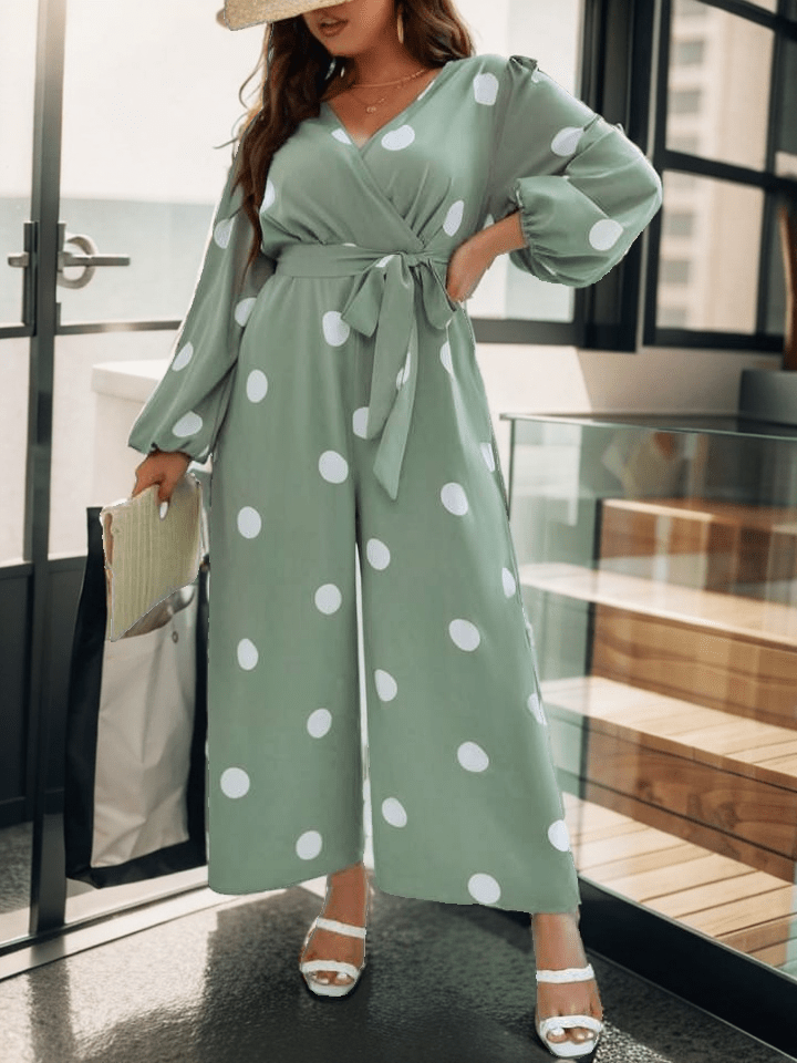 Polka dot pants jumpsuit curve with no belt XD21