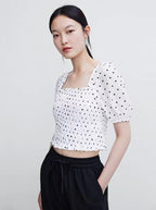 polka dot spliced puff short sleeve - XD21