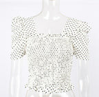polka dot spliced puff short sleeve - XD21