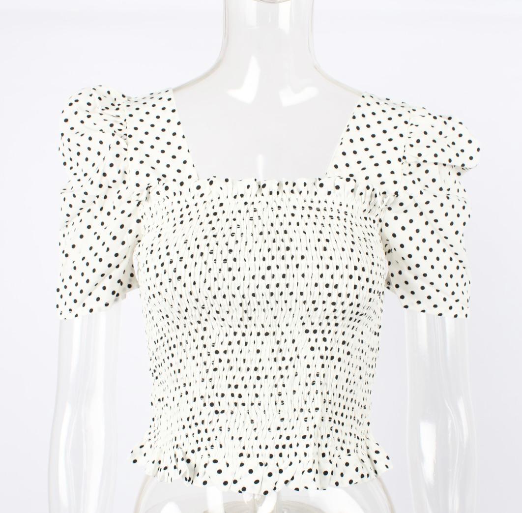 polka dot spliced puff short sleeve - XD21