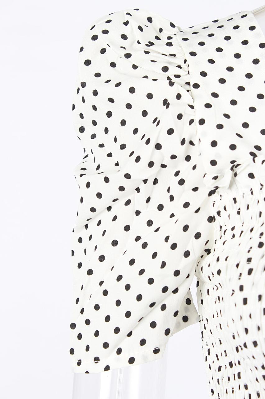 polka dot spliced puff short sleeve - XD21