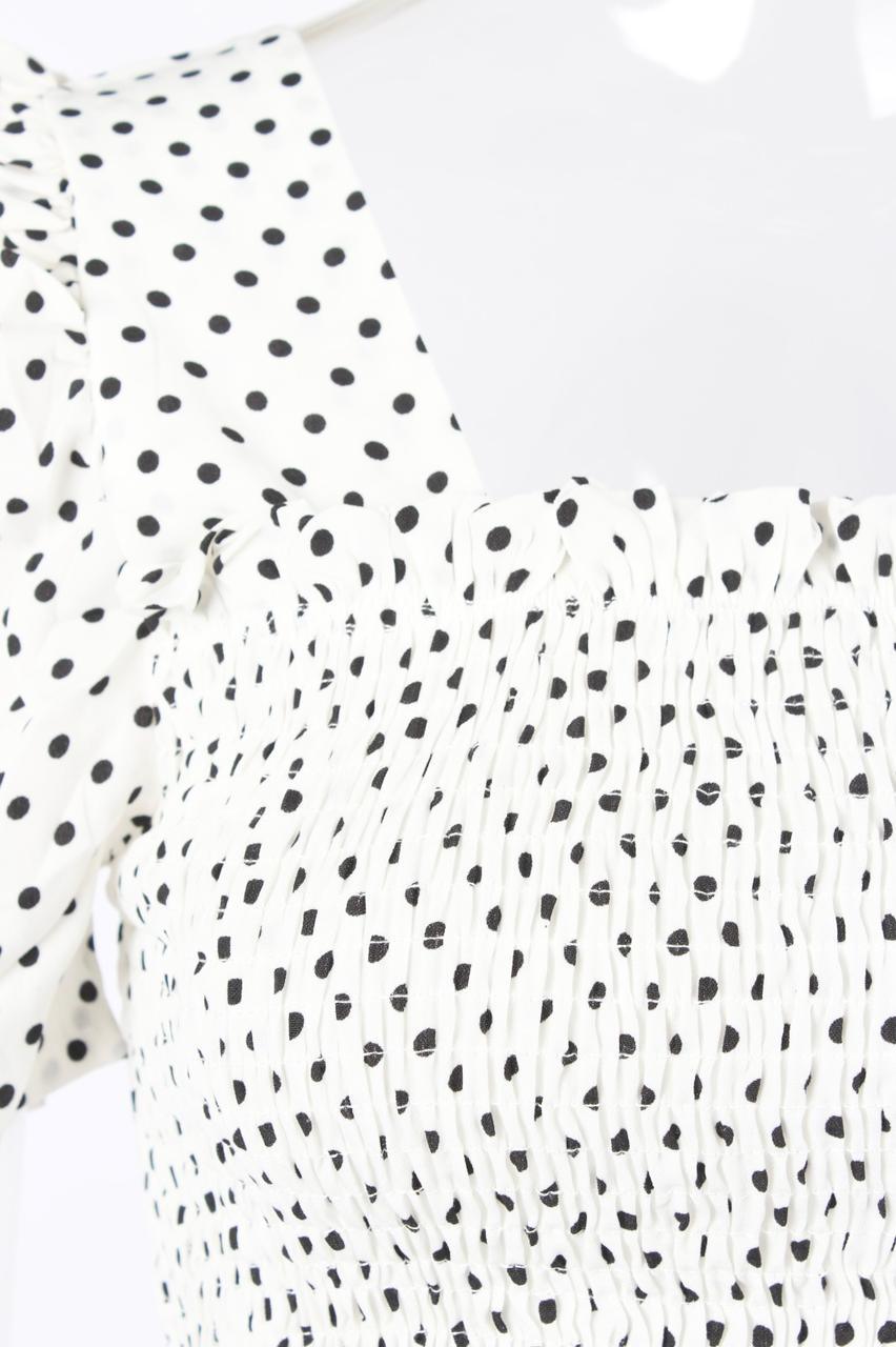 polka dot spliced puff short sleeve - XD21