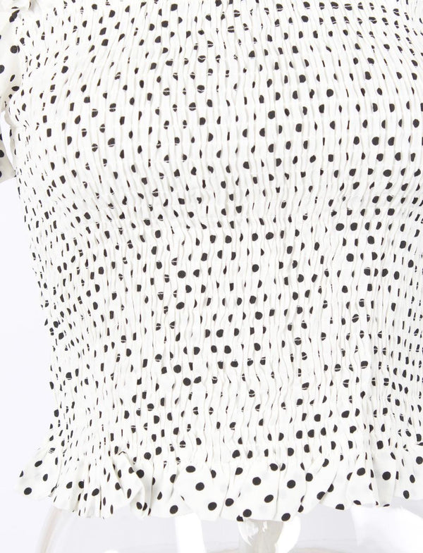 Polka dot spliced puff short sleeve