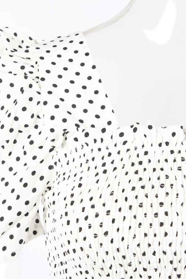 Polka dot spliced puff short sleeve