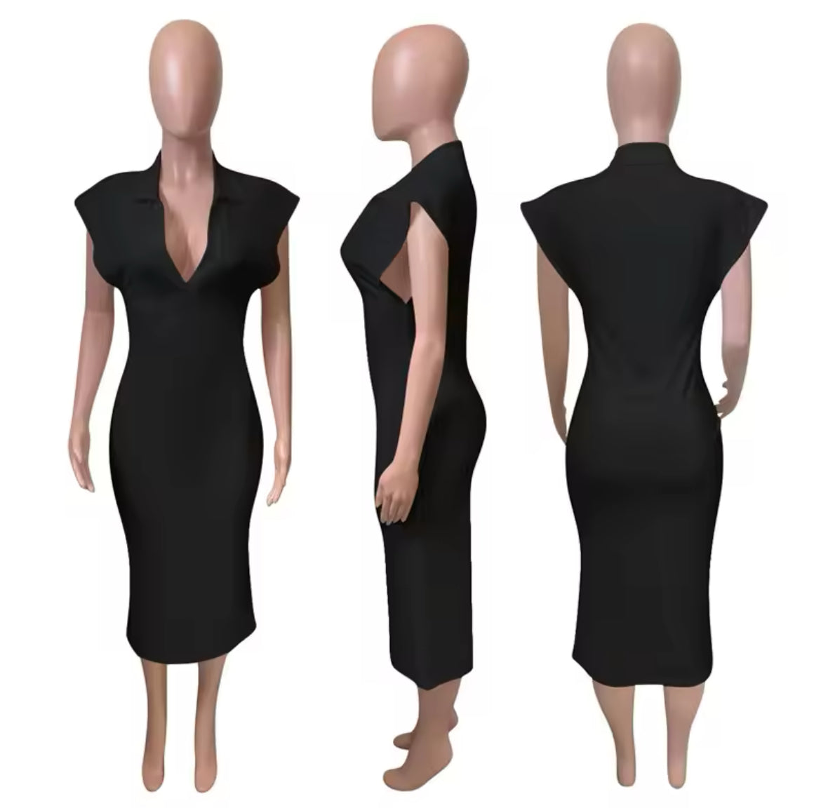 Polo Short Sleeve Bodycon Midi Dress XD21