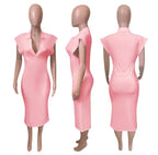 Polo Short Sleeve Bodycon Midi Dress XD21