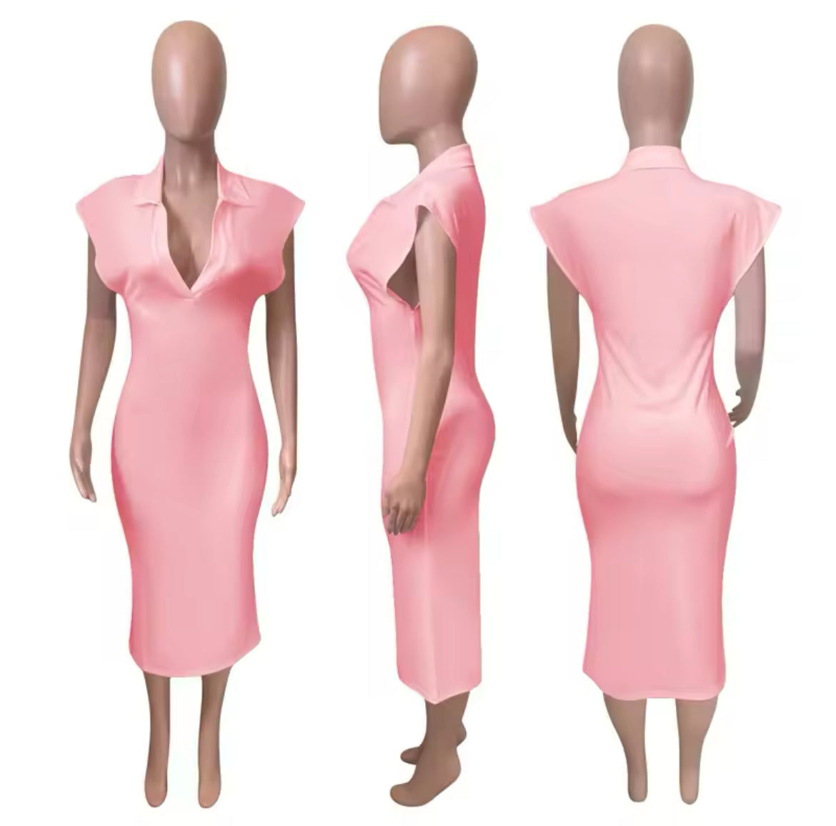 Polo Short Sleeve Bodycon Midi Dress XD21