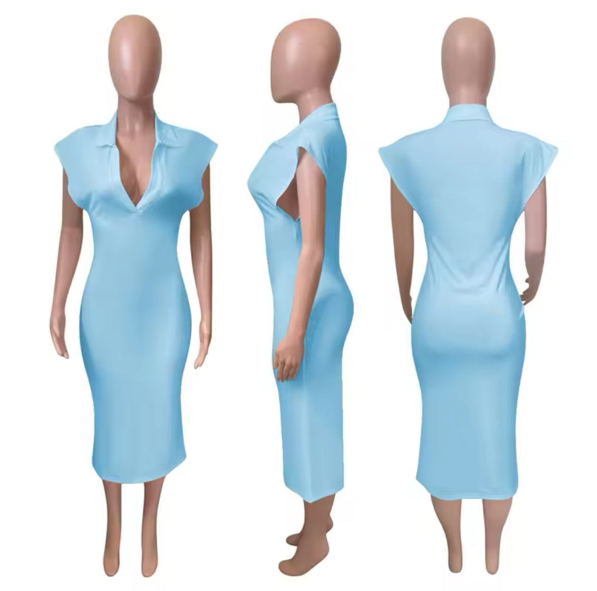 Polo Short Sleeve Bodycon Midi Dress XD21