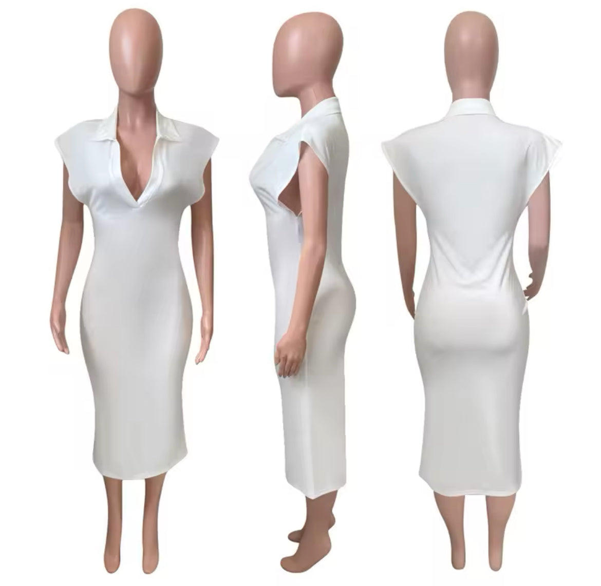 Polo Short Sleeve Bodycon Midi Dress XD21