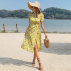 Print Ruffle Tie Side Wrap Printed Dress XD21