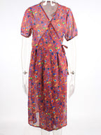 Print Ruffle Tie Side Wrap Printed Dress XD21