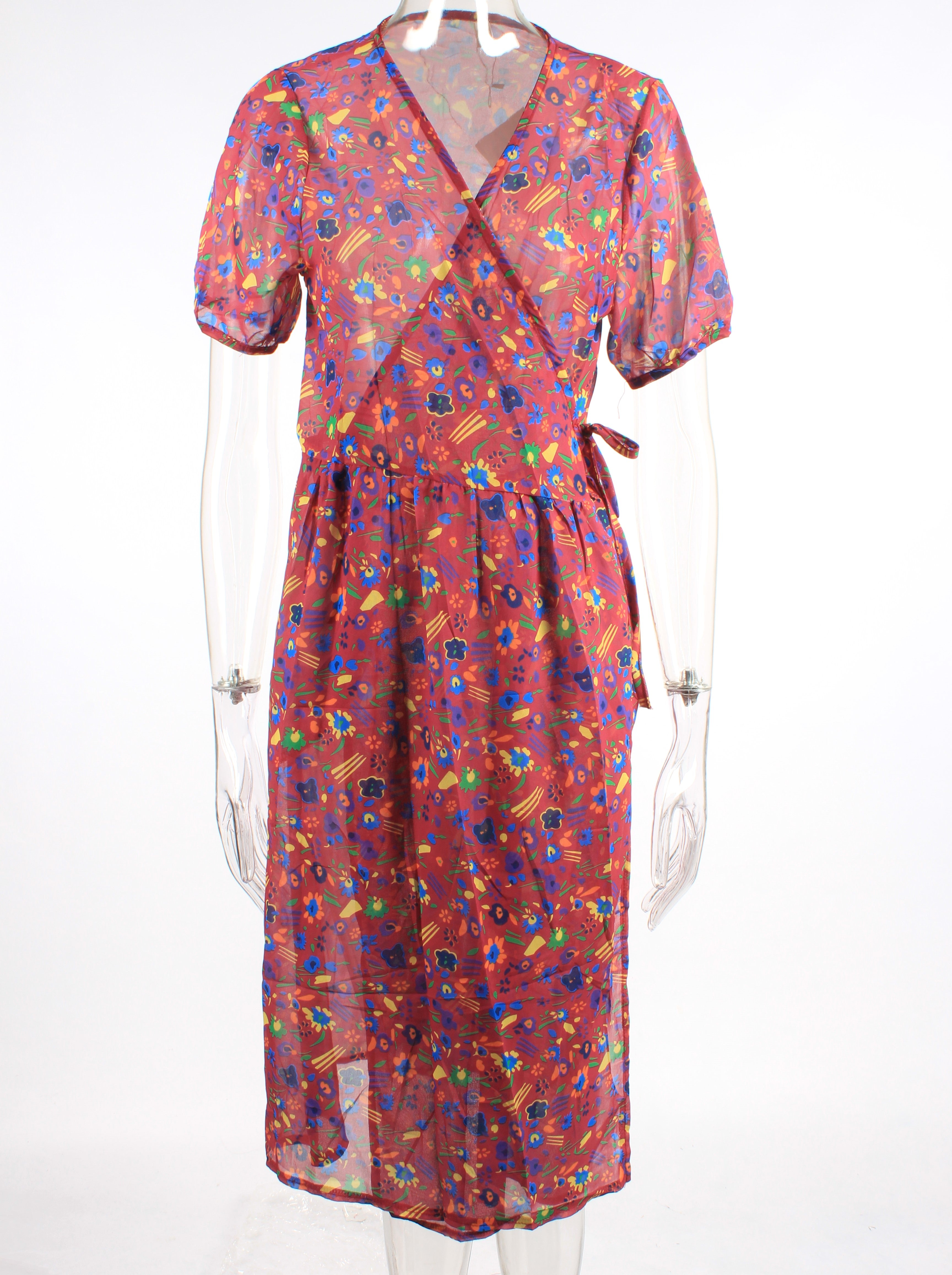 Print Ruffle Tie Side Wrap Printed Dress XD21
