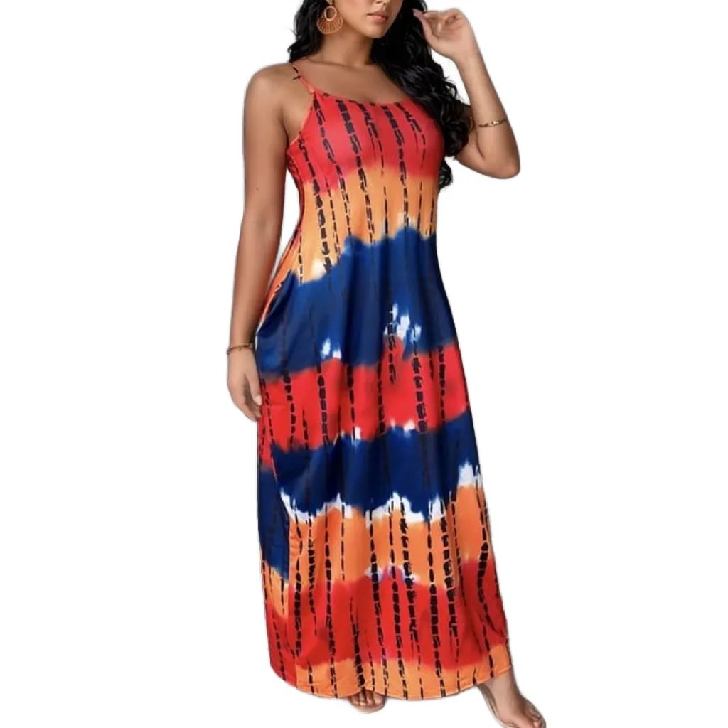 Printed Casual Vacation Style Cami Maxi Dress XD21