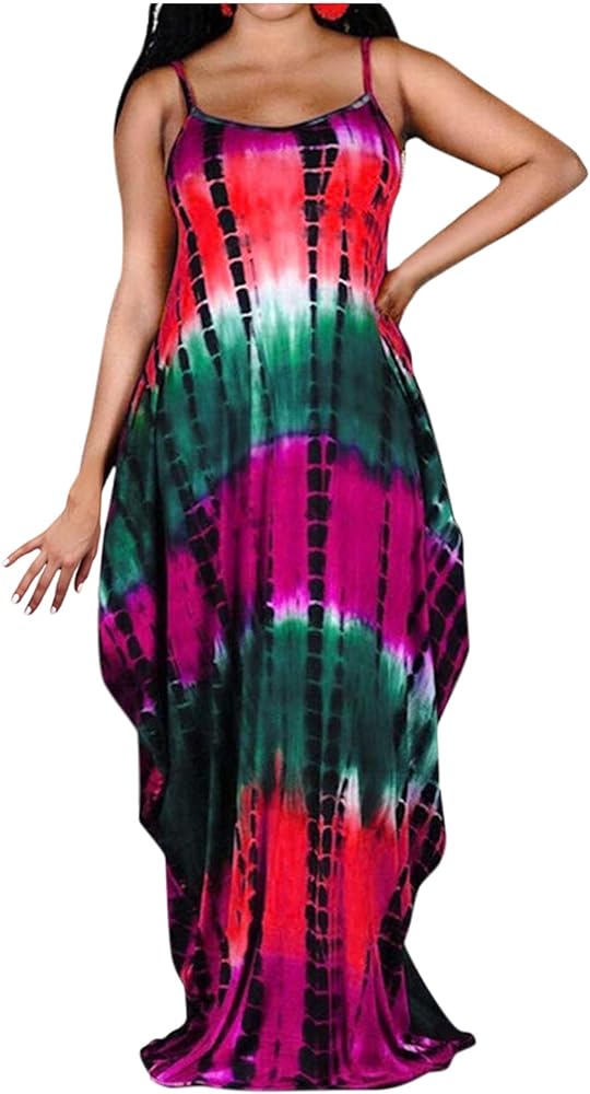 Printed Casual Vacation Style Cami Maxi Dress XD21