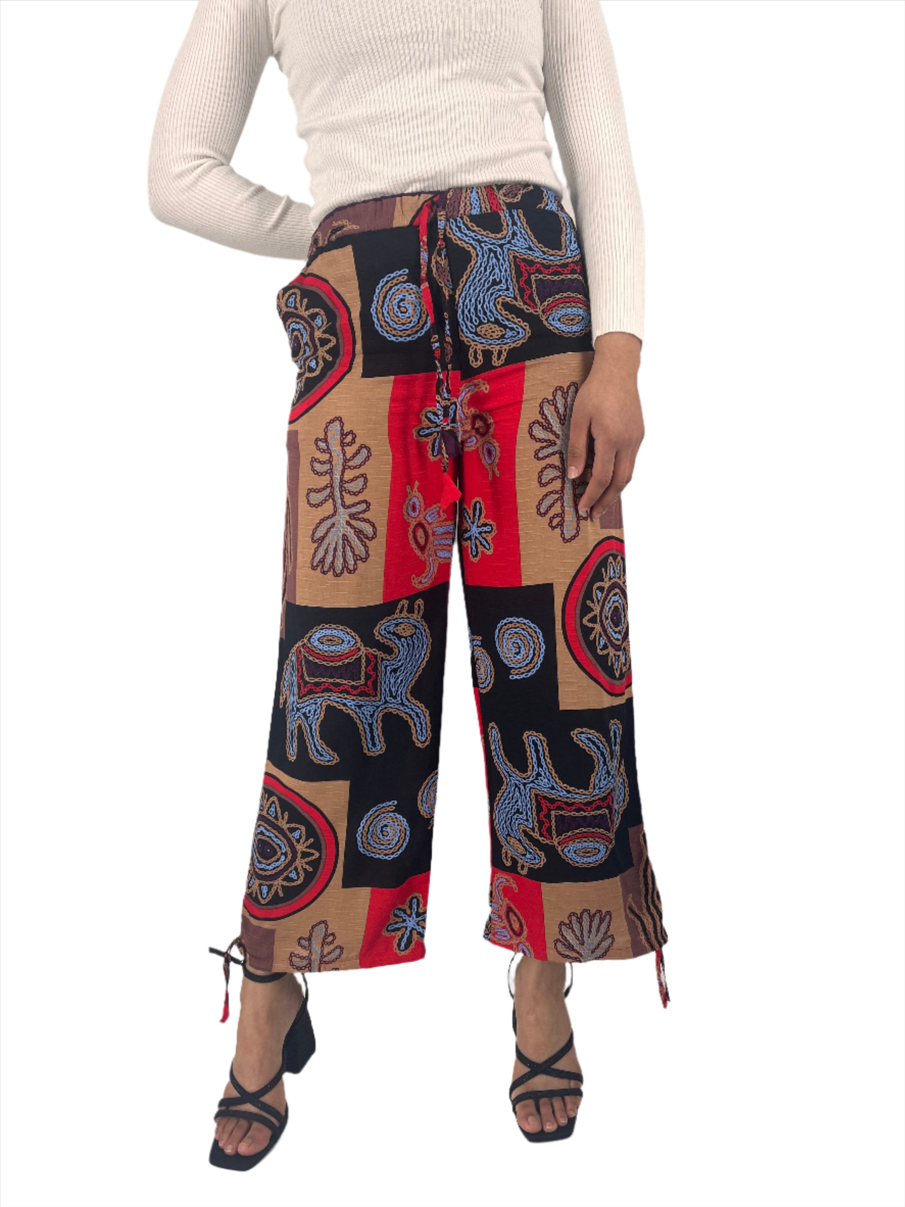 Printed Drawstring Pattern Loose Pants XD21