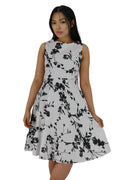 Printed High Neck Sleeveless Dress No Belt XD21