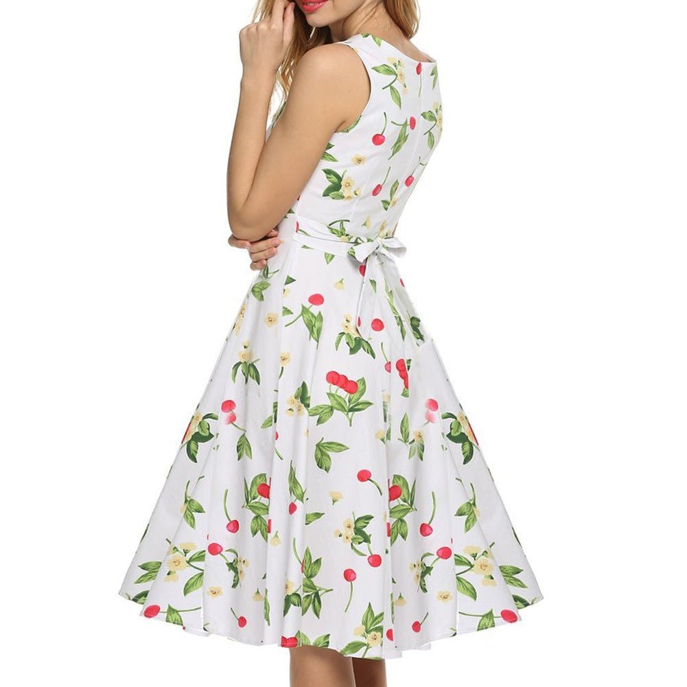 Printed High Neck Sleeveless Dress No Belt XD21