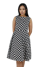 Printed High Neck Sleeveless Dress No Belt XD21