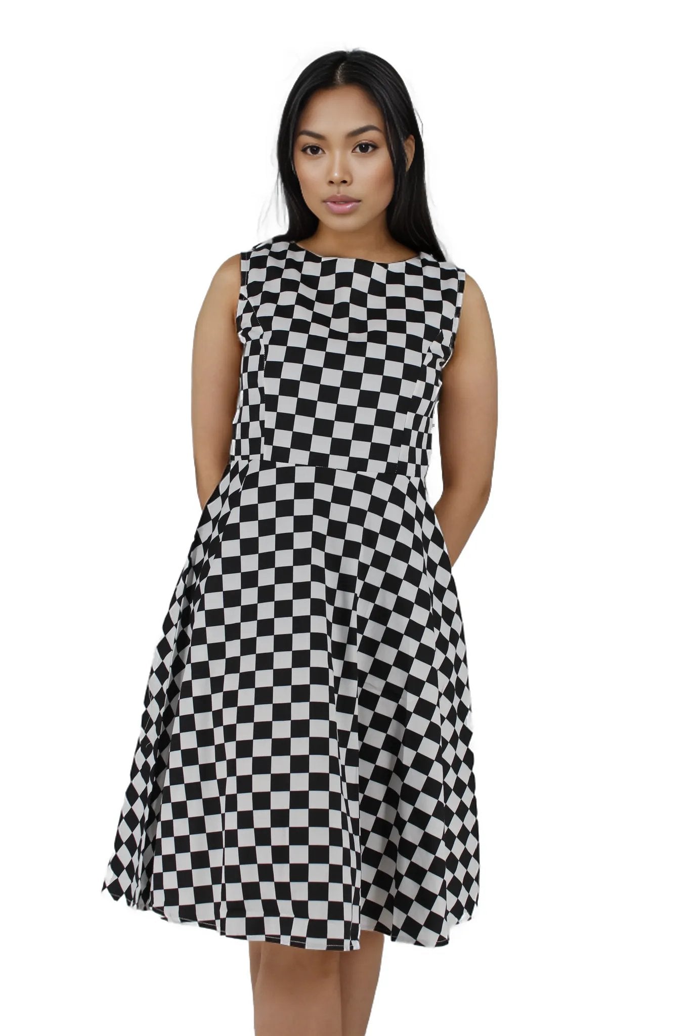 Printed High Neck Sleeveless Dress No Belt XD21