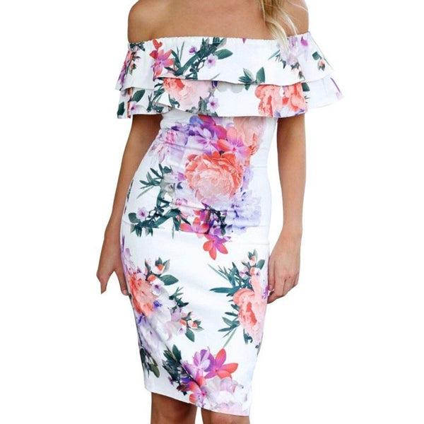Printed Off Shoulder Mini Dress
