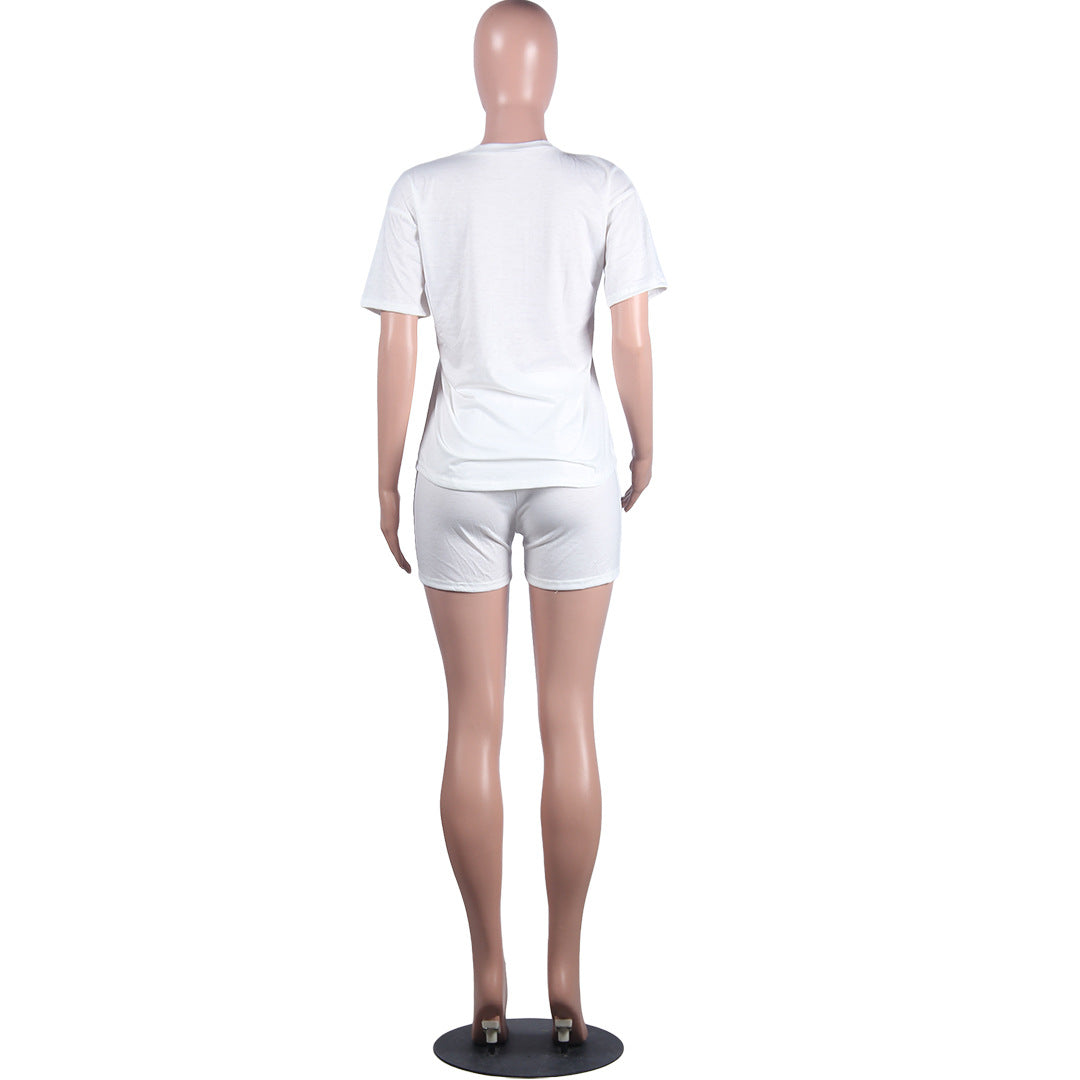 Printed Sports T-Shirt And Cycle Shorts Set XD21