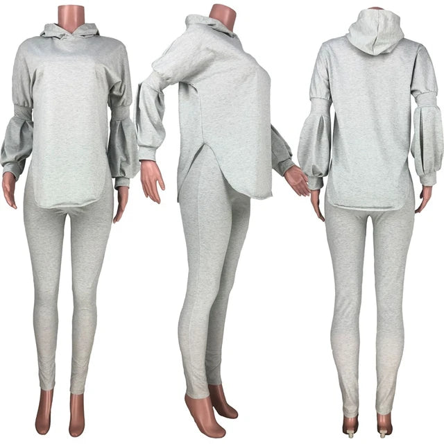 Puff Sleeve Tracksuit Pants Set XD21