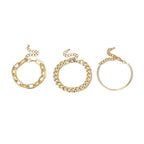 Punk Thick Link Chain Bracelet 3pc Set XD21