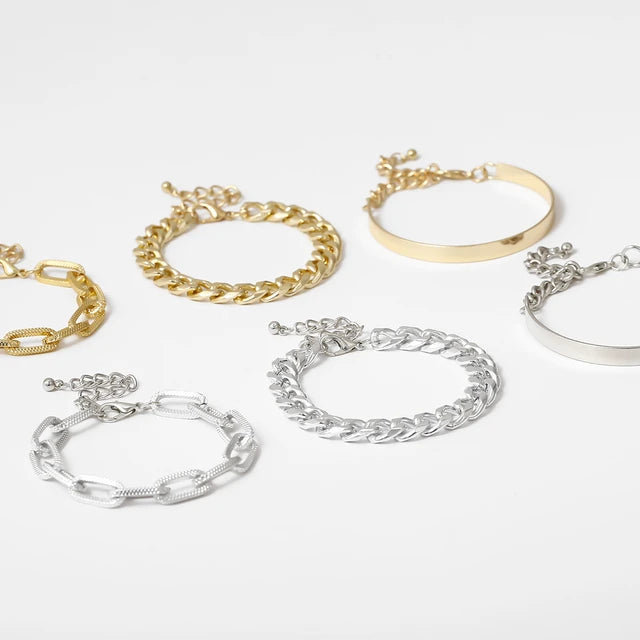 Punk Thick Link Chain Bracelet 3pc Set XD21
