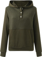 Quilted Patchwork Button Sweatshirt Hoodie XD21