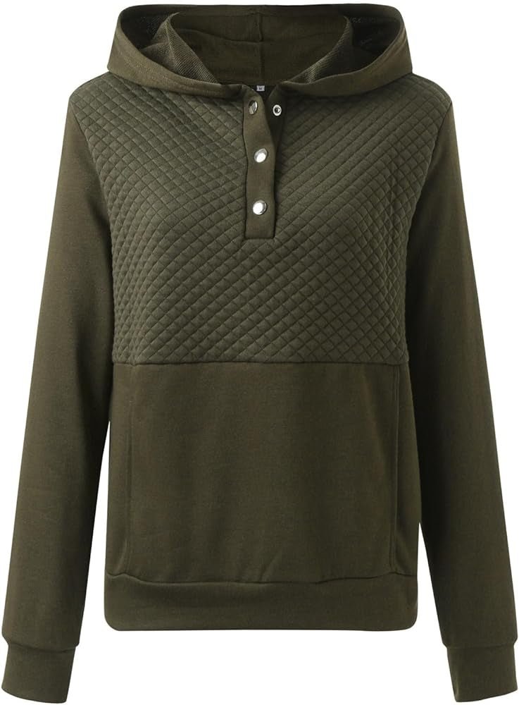 Quilted Patchwork Button Sweatshirt Hoodie XD21