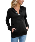 Quilted Patchwork Button Sweatshirt Hoodie XD21