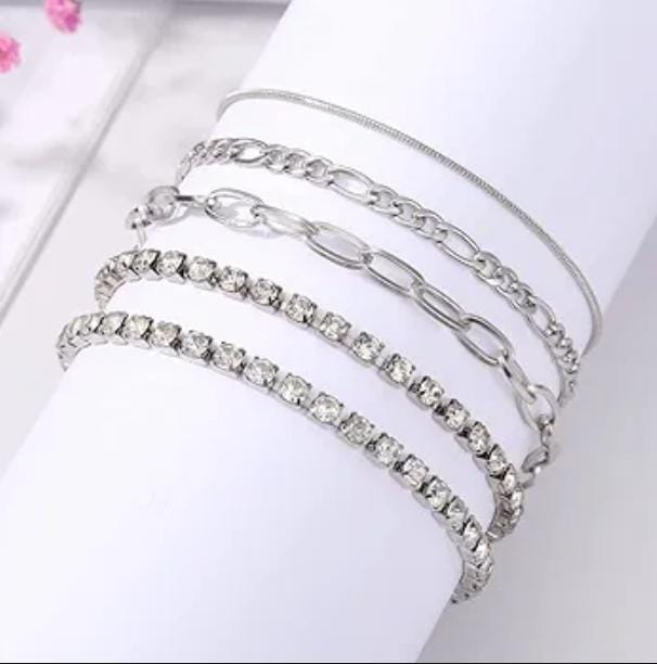 Rhinestone 5pc Layered Bracelet Set XD21