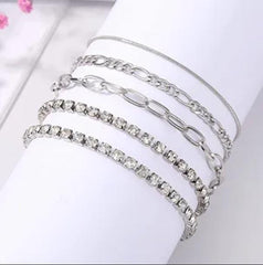 Rhinestone 5pc Layered Bracelet Set XD21