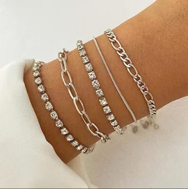 Rhinestone 5pc Layered Bracelet Set XD21