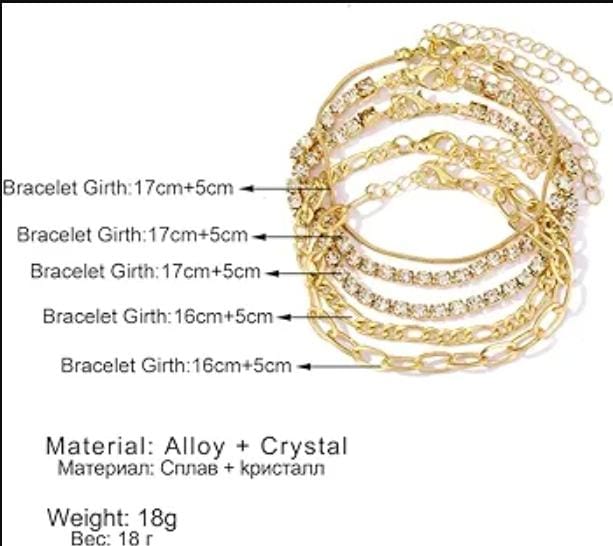 Rhinestone 5pc Layered Bracelet Set XD21