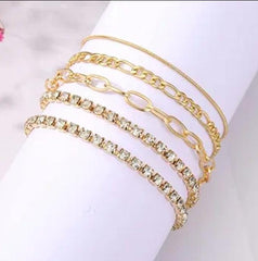 Rhinestone 5pc Layered Bracelet Set XD21