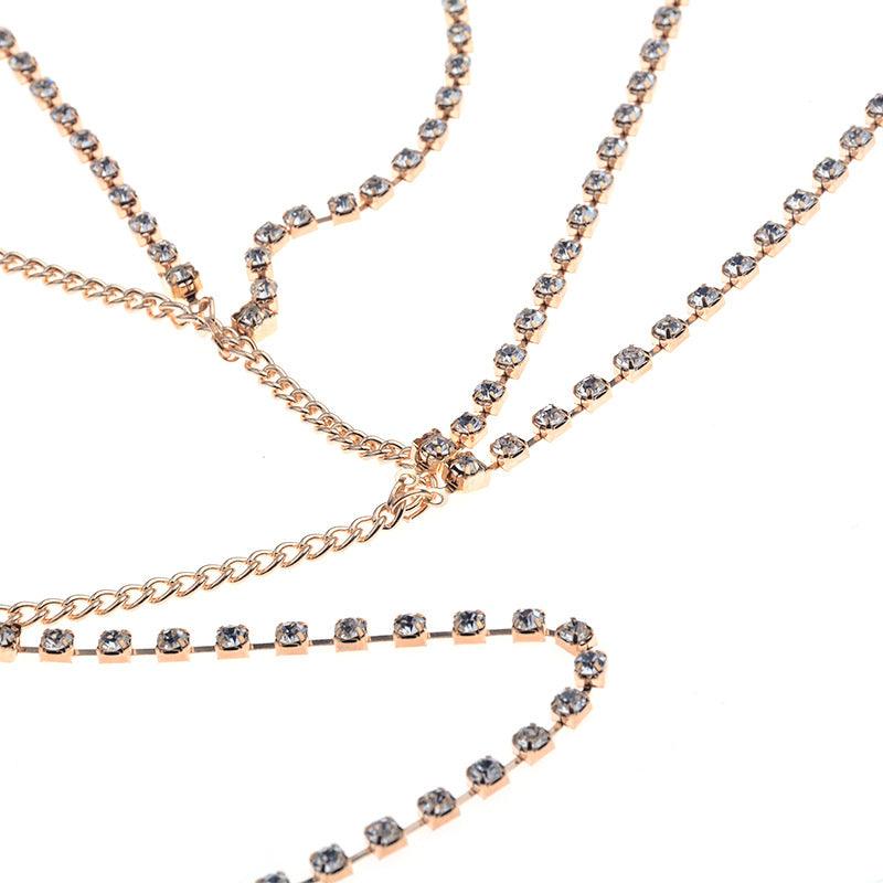 Rhinestone Three Layer Body Leg Chain XD21