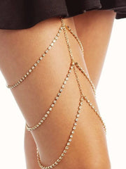 Rhinestone Three Layer Body Leg Chain XD21