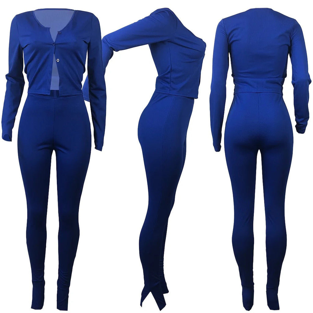 Ribbed Knitted Cardigan Two-Piece Set XD21