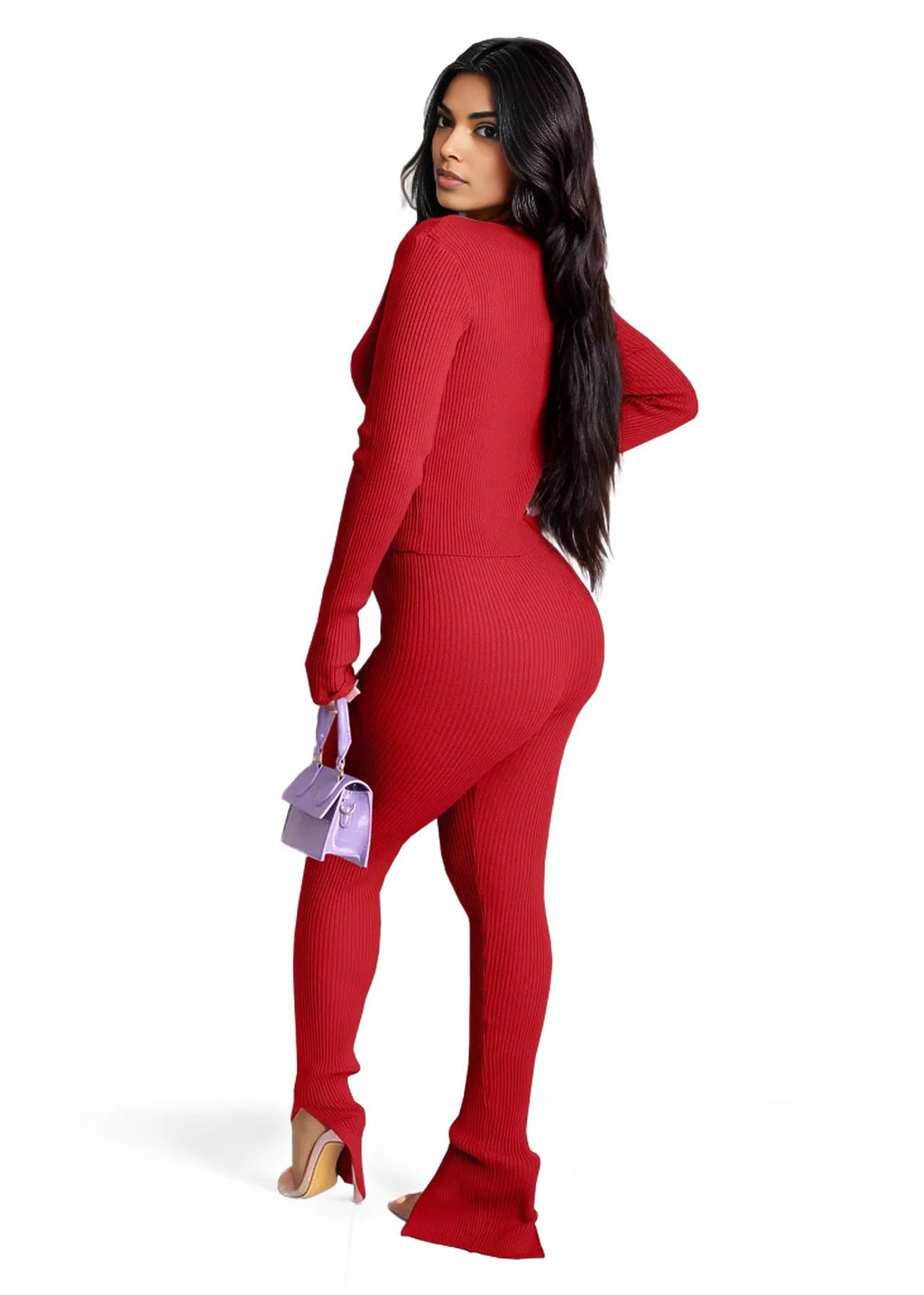 Ribbed Knitted Cardigan Two-Piece Set XD21