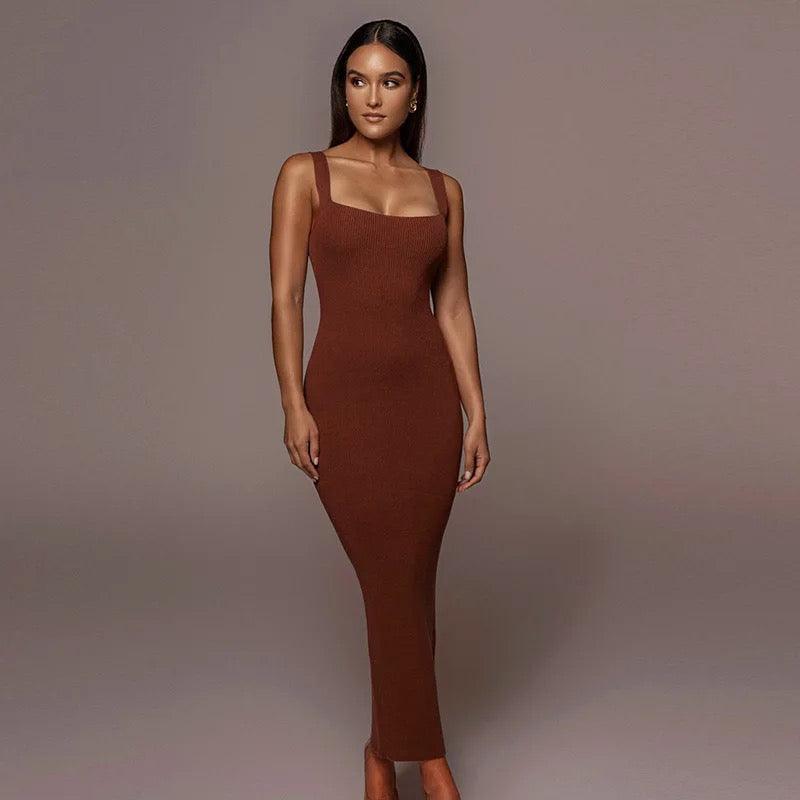 Ribbed Knitted Sleeveless Dress Bodycon - XD21