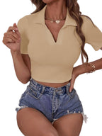 Ribbed Knitted Solid Crop Top XD21