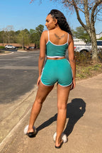 Ribbed Knitted Thin Two Piece Shorts Set XD21
