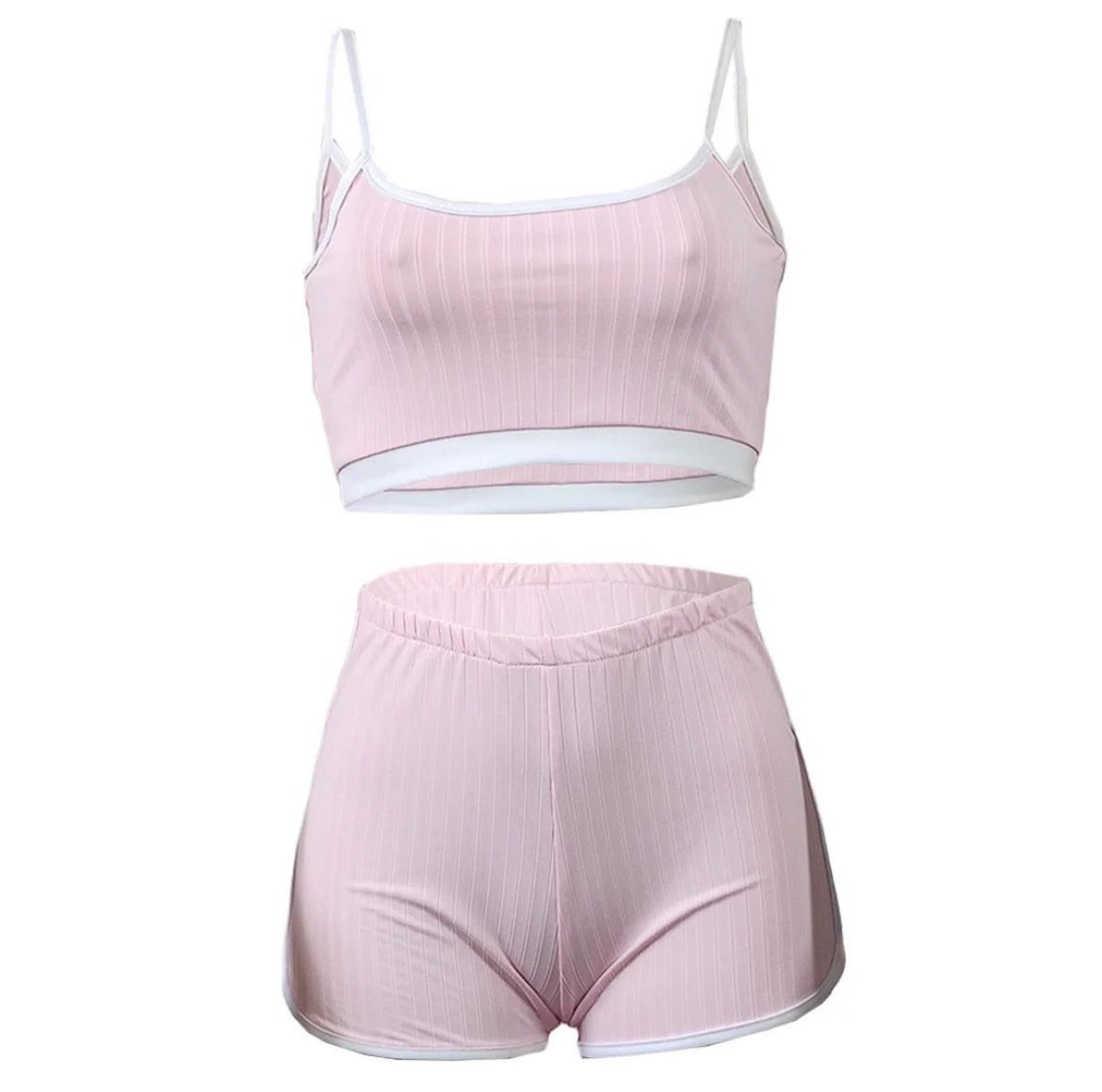Ribbed Knitted Thin Two Piece Shorts Set XD21