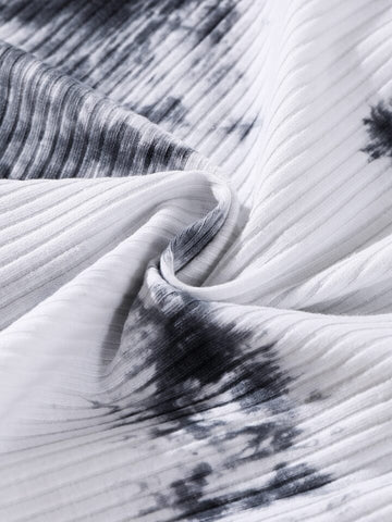 Ribbed Knitted Tie Dye Crop Top XD21