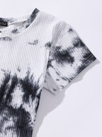 Ribbed Knitted Tie Dye Crop Top XD21