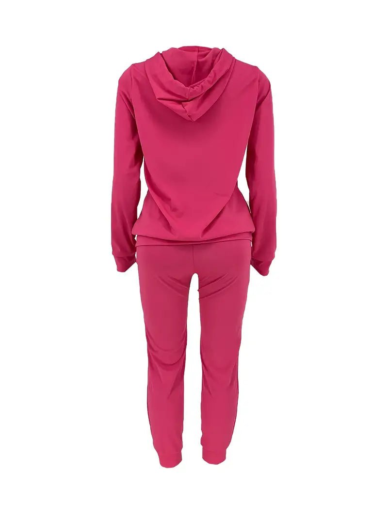 Ripped Solid Long Sleeve Hoodies & Pants Outfit Set XD21