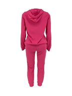 Ripped Solid Long Sleeve Hoodies & Pants Outfit Set XD21