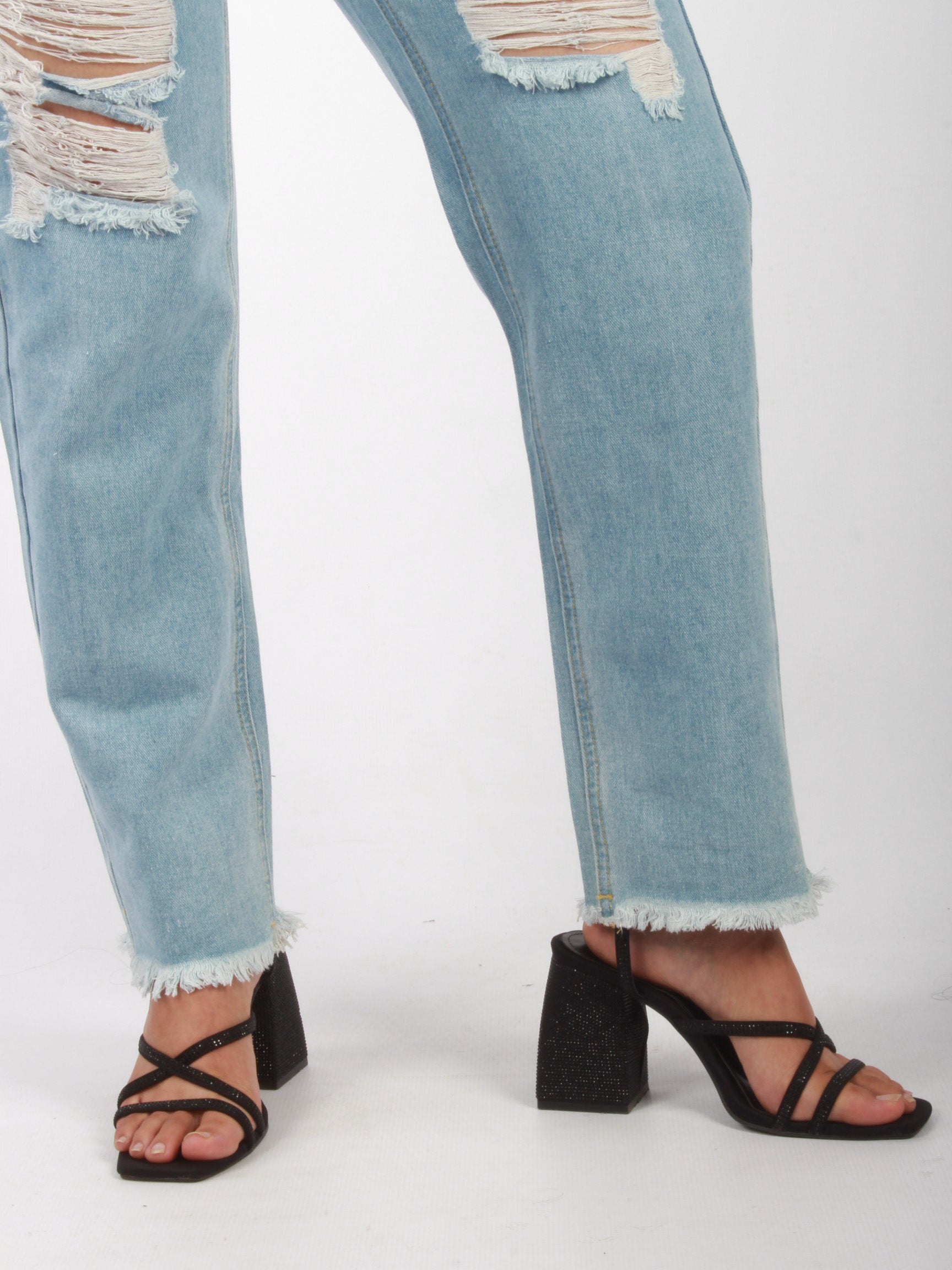 Ripped boyfriend straight jeans XD96 XD21