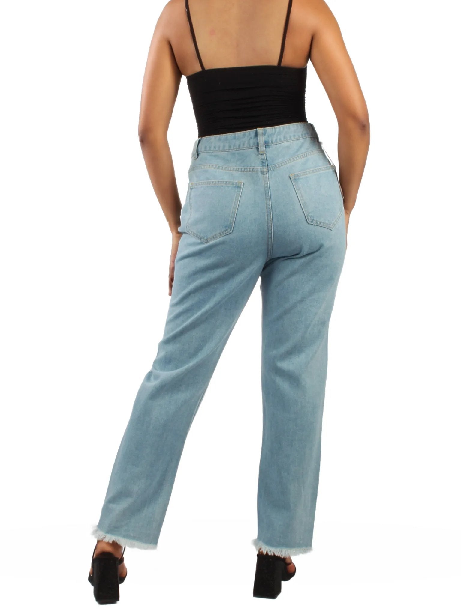 Ripped boyfriend straight jeans XD96 XD21